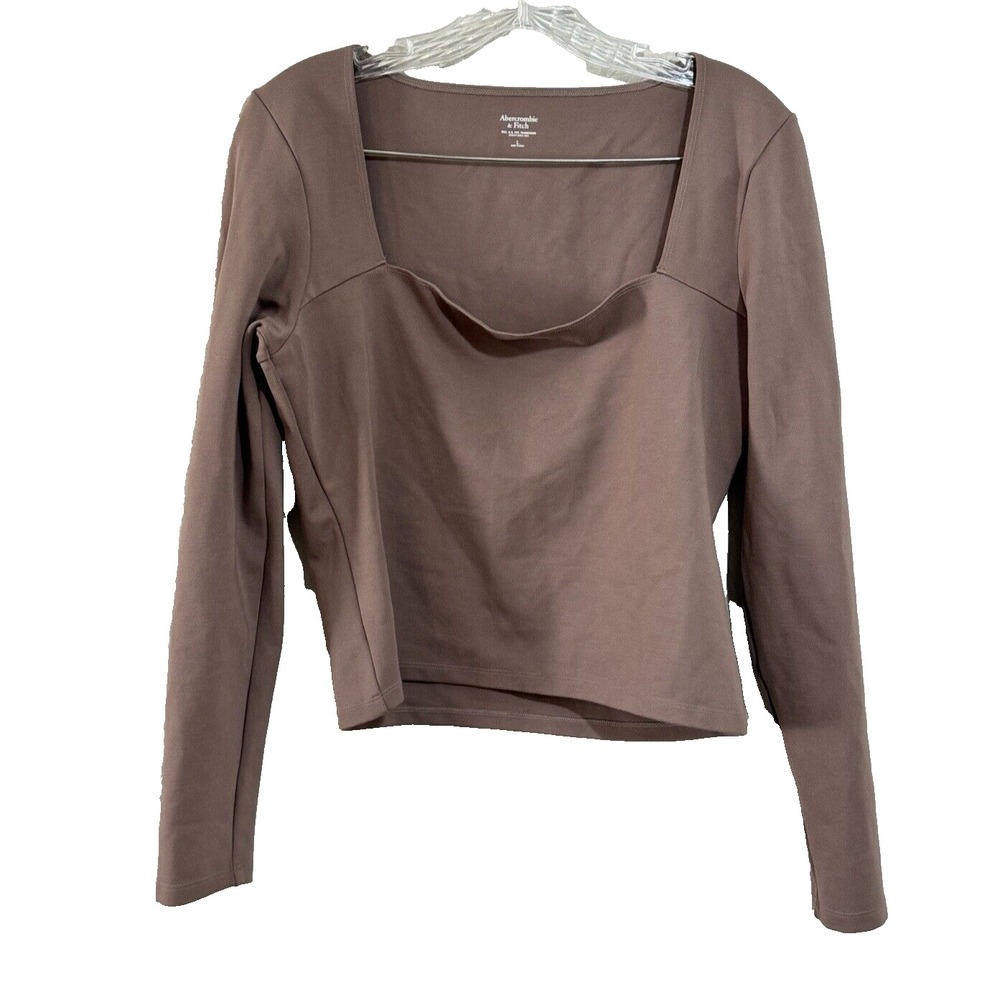 Abercrombie & Fitch Brown Square Neck Long Sleeve Body Contour Top Large